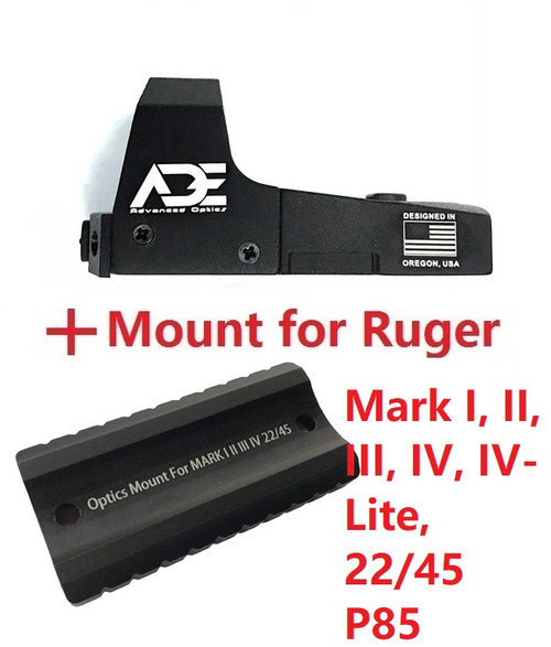 RD3-006 GREEN Dot Sight + Optic Mounting plate/adapter for Ruger Mark 1,2,3,4, I,II,III,IV,IV-Lite,22/45 pistol