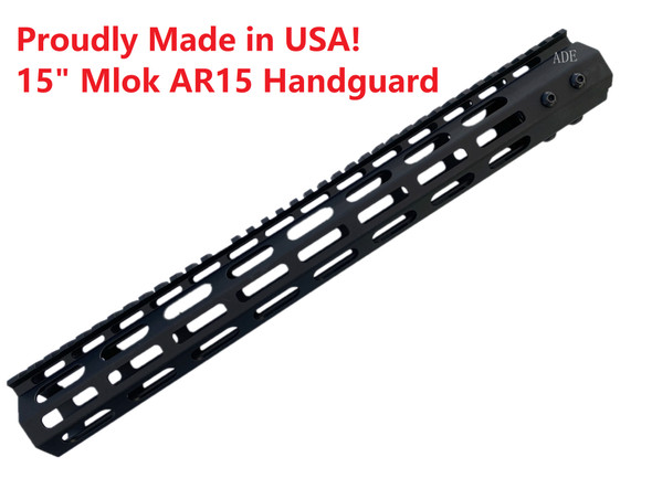 MADE IN USA! - 15" INCH MLOK RAIL SUPER SLIM HANDGUARD FREE FLOAT for AR15 - See Through Design