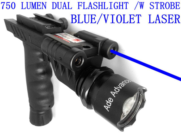 ADE HG23 BLUE LASER+700 Lumen STROBE Flashlight+Dim Light Combo Sight+Rifle Foregrip