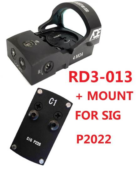 Ade RD3-013 Bertrillium RED Dot Waterproof Reflex Sight + Pistol Optic Mounting Plate for Sig-Sauer-P226, P228, P229, P2022 Pistol