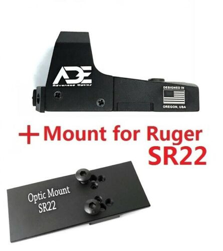 Ade Advanced Optics RD3-006B GREEN Dot Reflex red Sight Pistol + Optic mounting plate for  Ruger SR22 Pistol + Picatinny mounting plate