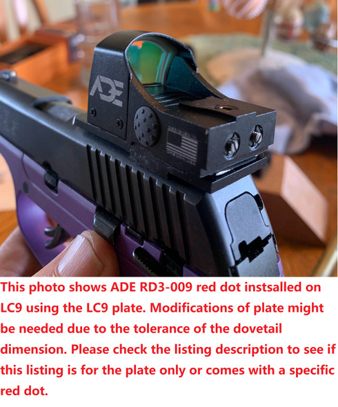 Ade Advanced Optics Bertrillium RD3-013 Red Dot Reflex Sight + Optic Mounting Plate for Ruger LC9,LC380,LC9S Pistol + Picatinny Mounting Plate