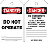 OSHA Danger Safety Tag: Do Not Operate RP-Plastic - MDT189PTP