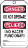 Spanish Bilingual OSHA Danger Lockout Tag: Do Not Operate PF-Cardstock - MSPT504CTP