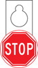 Shaped Door Knob Hanger Safety Tag: Stop RP-Plastic 10/Pack - TAD602