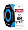 OSHA Danger Safety Tags: Tags By-The-Roll- Do Not Start PF-Cardstock 100/Roll - TAR108