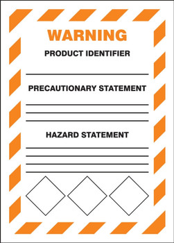 GHS Secondary Container Labels: Warning (Diamonds at bottom border) 7" x 5" Adhesive Vinyl - LZH305VSP