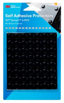 3M Bumpon SJ5012Bl Elastic Buffer Mini-Pack -  Black -  56 Pieces -  12.7 x
3.5 mm -  18 Pack/Case