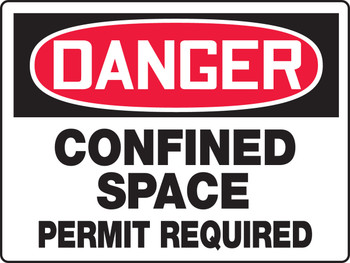 BIGSigns OSHA Danger Safety Sign: Confined Space - Permit Required 7" x 10" Adhesive Dura-Vinyl 1/Each - MCSP084XV