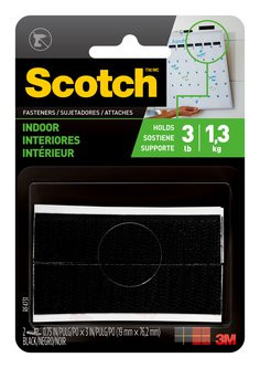 Scotch Indoor Fasteners RF4731 -  3/4 in x 3 in (19 - 0 mm x 76 - 2 mm) - 
Black -  2 Sets of Strips