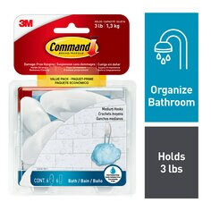 Command Bath Medium Hooks BATH18-6ESF -  Value Pack