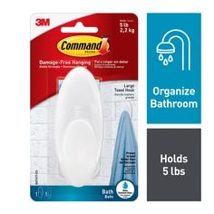 Command Large Towel Hook with Water-Resistant Strips BATH17-ES Clear
Frosted