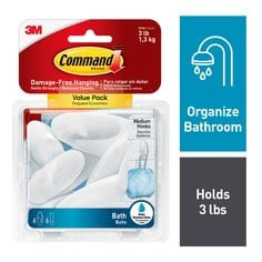 Command Medium Bath Hooks -  Value Pack BATH18-6ES