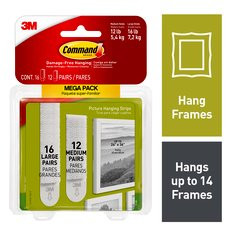 Command Large and Medium Picture Hanging Strips Mega-Pack -  17209-28ES - 
28 Pairs -  12 Medium -  16 Large