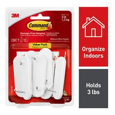 Command Medium Wire Hooks -  Value Pack 7 hooks -  12 strips -  17068-7ES.