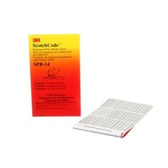 3M ScotchCode Pre-Printed Wire Marker Book SPB-14 -  black print on a
white background highlights the characters -  5/Case
