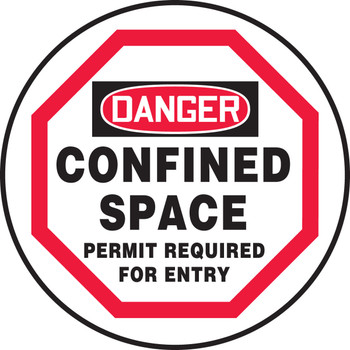OSHA Danger Manhole Cover Sign: Confined Space - Permit Required For Entry Adhesive - CMH204