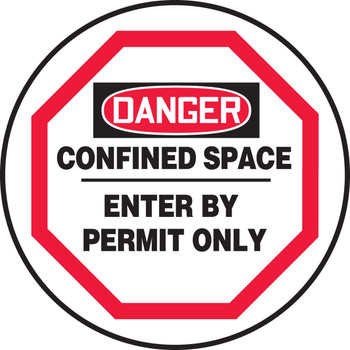 OSHA Danger Manhole Cover Sign: Confined Space - Enter By Permit Only Rigid 1/Each - CMH707