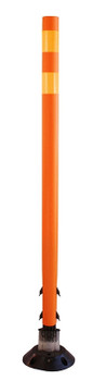 Traffic Delineator Posts with Reflective Stickers Decal White Post Yellow Surface Mount - Flat Top 48" 1/Each - FBS213YLWT