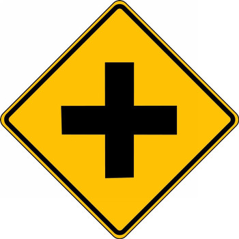 Intersection Warning Sign: Cross Road 24" x 24" Engineer-Grade Prismatic 1/Each - FRW401RA