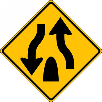 Lane Guidance Sign: Divided Highway Ends (Symbol) 30" x 30" High Intensity Prismatic 1/Each - FRW658HP