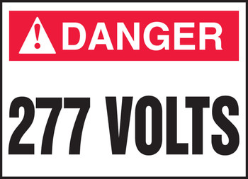 ANSI Danger Electrical Safety Label: 277 Volts 3 1/2" x 5" Adhesive Dura Vinyl 1/Each - LELC214XVE