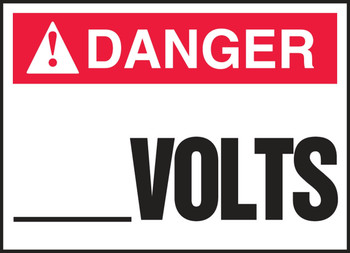 ANSI Danger Safety Label: Electrical - _____ Volts 2 1/2" x 3 1/2" Adhesive Vinyl 5/Pack - LELC545VSP