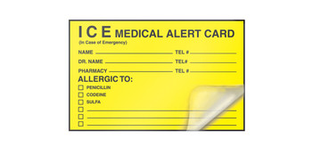 Self-Laminating Helmet stickers: ICE Medical Alert Card 2 1/8" x 3 3/8" 5/Pack - LKC208LPM