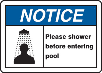 ANSI Notice Safety Sign: Please Shower Before Entering Pool 10" x 14" Aluma-Lite 1/Each - MADM707XL
