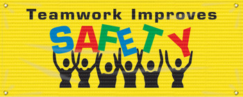 Safety Banner: Teamwork Improves Safety 4-ft x 10-ft 1/Each - MBM305