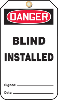 OSHA Danger Safety Tag: Blind Installed RP-Plastic 25/Pack - MDT247PTP