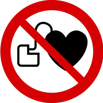 ISO Prohibition Safety Sign: No Active Implanted Cardiac Devices (2011) 6" Aluminum 1/Each - MISO525VA