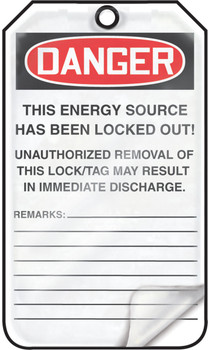 OSHA Danger Self-Laminating Tag: Equipment Lock Out Self-Laminating RP-Plastic - MLT603LPP