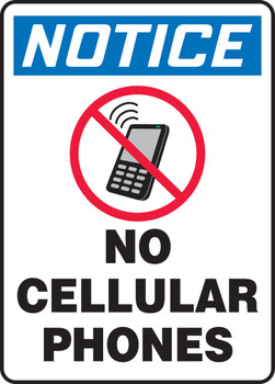 OSHA Notice Safety Sign: No Cellular Phones 14" x 10" Adhesive Vinyl - MRFQ829VS