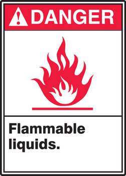 ANSI Danger Safety Sign: Flammable Liquids. 14" x 10" Adhesive Dura-Vinyl 1/Each - MRHL138XV