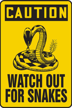 OSHA Caution Safety Sign: Watch Out For Snakes 18" x 12" Adhesive Vinyl 1/Each - MVHR637VS
