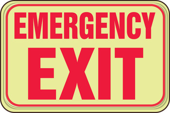 Glow-In-The-Dark Safety Sign: Emergency Exit 6" x 9" 1/Each - PAR723