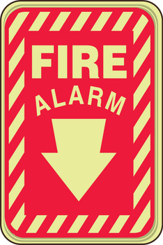 Glow-In-The-Dark Safety Sign: Fire Alarm 9" x 6" 1/Each - PAR731