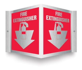 3D Projection Brushed Aluminum Sign: Fire Extinguisher 6" x 5" Panel 1/Each - PSM308