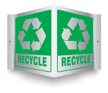 Brushed Aluminum 3D Projection Sign: Recycle 6" x 5" Panel 1/Each - PSM319