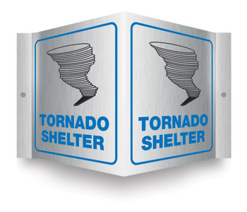 Brushed Aluminum 3D Projection Signs: Tornado Shelter 6" x 5" Panel - PSM326