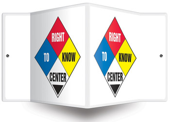 3D Projection Safety Sign: Right To Know Center 90D 8" x 12" Panel 1/Each - PSP472