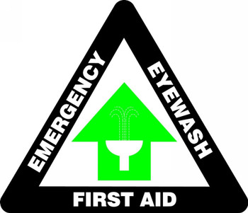 Slip-Gard Triangle Floor Sign: Emergency Eyewash - First Aid 17" - PSR844