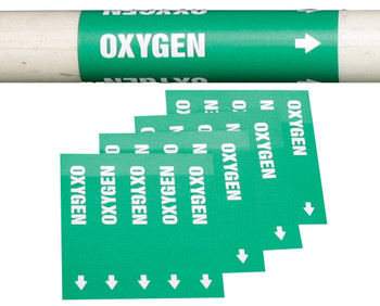 Medical Gas Pipe Marker: Oxygen 50 - 55 PSI 3" x 3" 20/Pack - RPM327