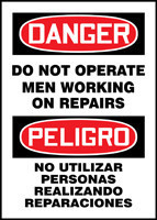 BILINGUAL SAFETY SIGN - SPANISH 20" x 14" Aluminum 1/Each - SBMEQM209VA