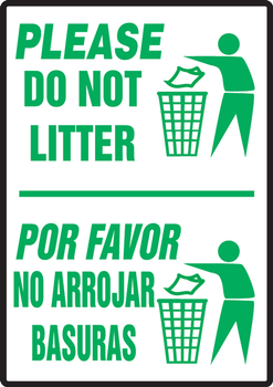 Bilingual Safety Sign: Please Do Not Litter 14" x 10" Aluma-Lite 1/Each - SBMHSK966XL