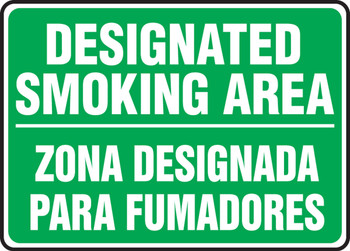 Bilingual Safety Sign: Designated Smoking Area 10" x 14" Accu-Shield 1/Each - SBMSMK590MXP