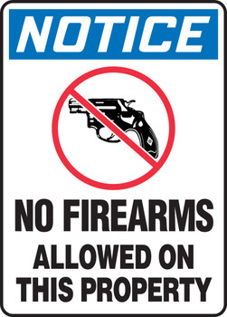 OSHA Notice Safety Sign: No Firearms Allowed On This Property Spanish 20" x 14" Adhesive Vinyl 1/Each - SHMACC813VS