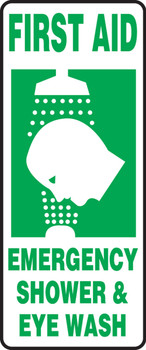 Safety Sign: First Aid - Emergency Shower & Eye Wash Spanish 17" x 7" Adhesive Dura-Vinyl 1/Each - SHMFSD996XV