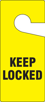 Door Knob Safety Tag: Keep Locked 9" x 4" 10/Pack - TAD844